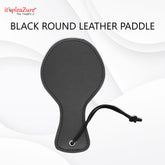 Black Round faux Leather Sex Paddle at Itspleazure